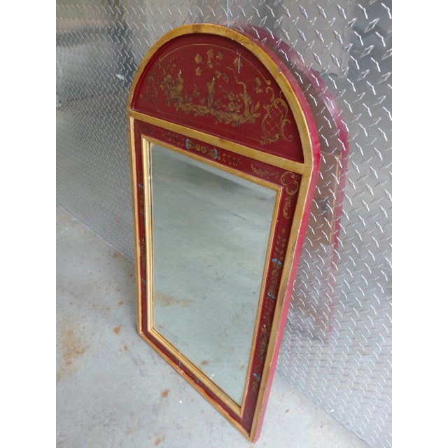 Vintage La Barge Chinoisserie Mirror in Red With Gold Details For Sale - Image 10 of 11
