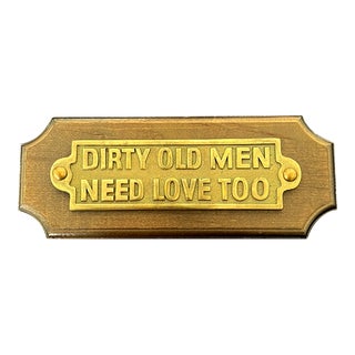 "Dirty Old Men" Vintage Comic Brass Plaque For Sale