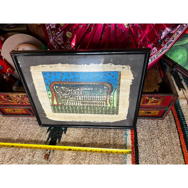 Vintage Egyptian Hieroglyphs Framed Artwork For Sale - Image 4 of 9