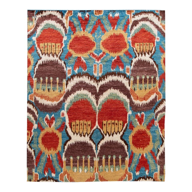Colorful Modern Moroccan Handmade Wool Rug For Sale
