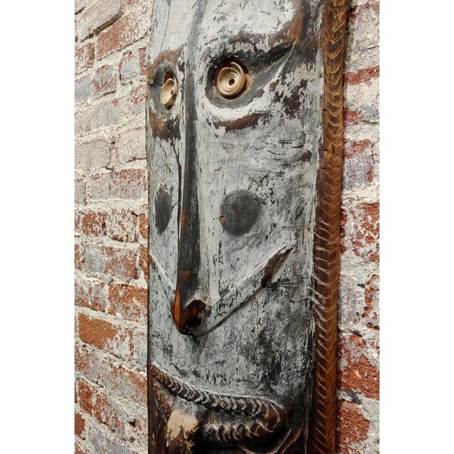 19th Century Antique Oceanic Tribal Mask W/Long Nose & Tongue For Sale - Image 4 of 11