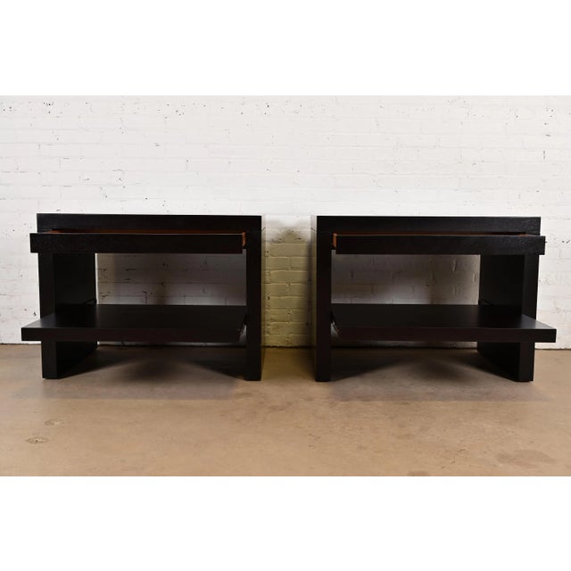 1990s Barbara Barry for Baker Furniture Oversized Mahogany Nightstands, Newly Refinished For Sale - Image 5 of 15