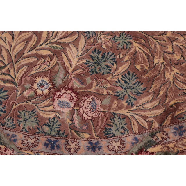 Boho Chic Floral 1990's Pak-Persian Brown/Green Wool Round Rug - 8'0'' X 8'1'' For Sale - Image 4 of 9