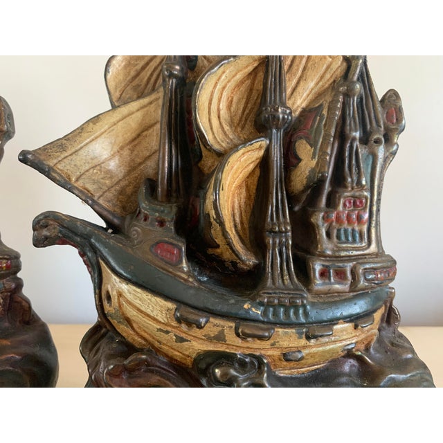 Antique Spanish Tall Ship “Invincible Armada” Armor Bronze Bookends - a ...