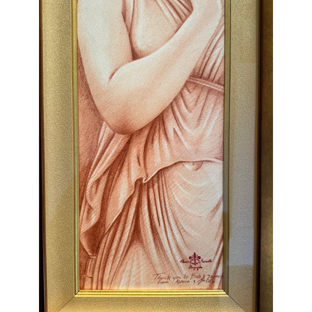 Original Signed Drawing by the Twins Bugagiar Danzatrice Study for the Three Graces Florentine Neo Classical Art For Sale - Image 10 of 15