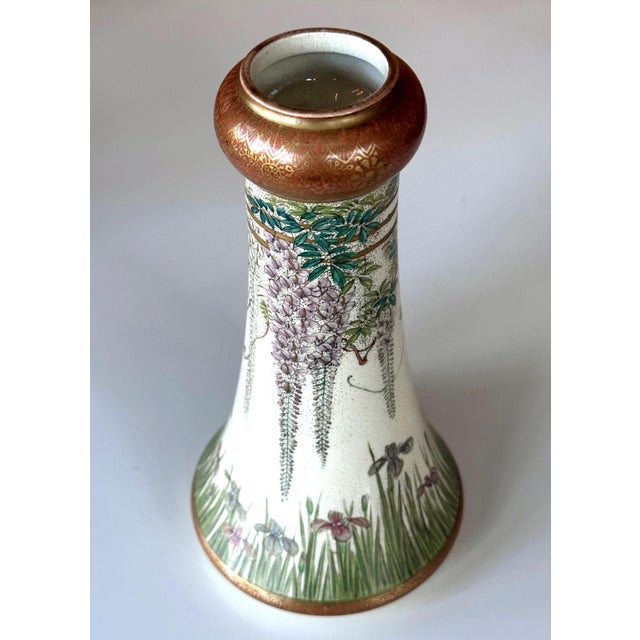 Fine Japanese Enameled Satsuma Vase by Kinkozan Meiji Period For Sale - Image 9 of 12