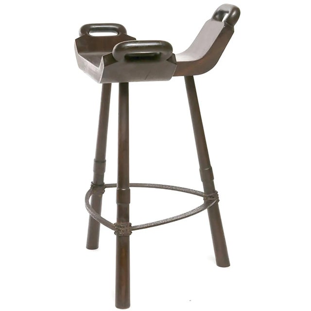 Primitive Asian Birthing Chair Inspired Bar Stools - a Pair For Sale - Image 4 of 8