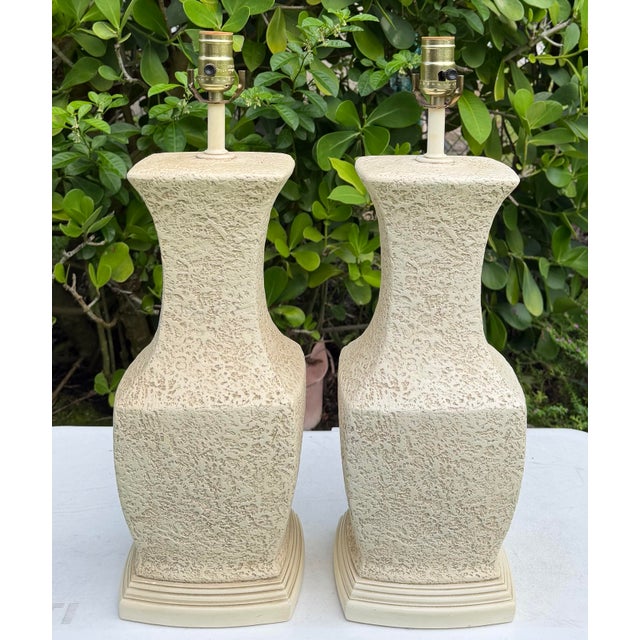 Vintage 1992 Rod International Faux Plaster Table Lamps, Pair For Sale - Image 4 of 10