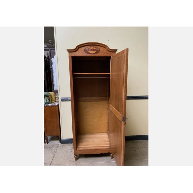 Vintage Art Deco Narrow Wardrobe with Linen Compartment, 1930 For Sale - Image 3 of 8