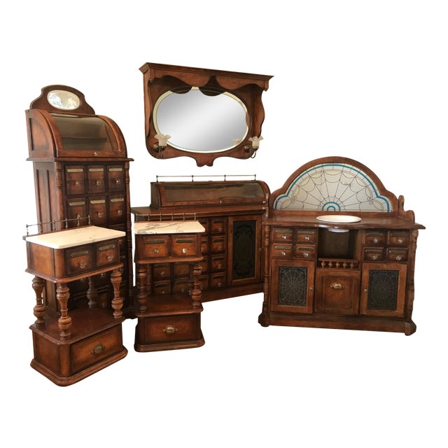 Vintage Pulaski Apothecary Bedroom Set, 7 Pieces For Sale
