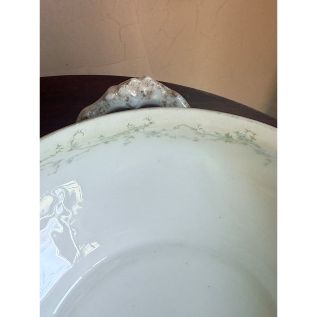 Ceramic Late 19th Century Elite Works Limoges France Porcelain Covered Tureen With Lid Green Floral Garland Scalloped Edge For Sale - Image 7 of 11