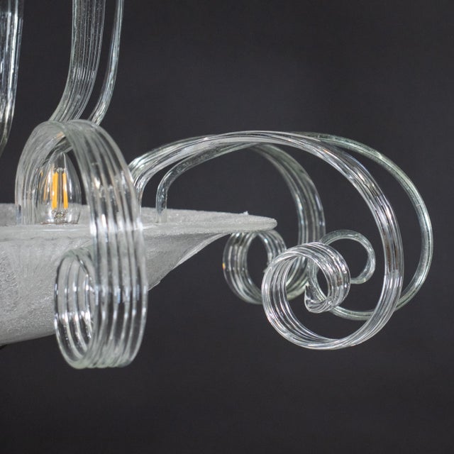 Large MCM Rugiada and Cristallo Murano Chandelier Attributed to Ercole Barovier For Sale - Image 10 of 18