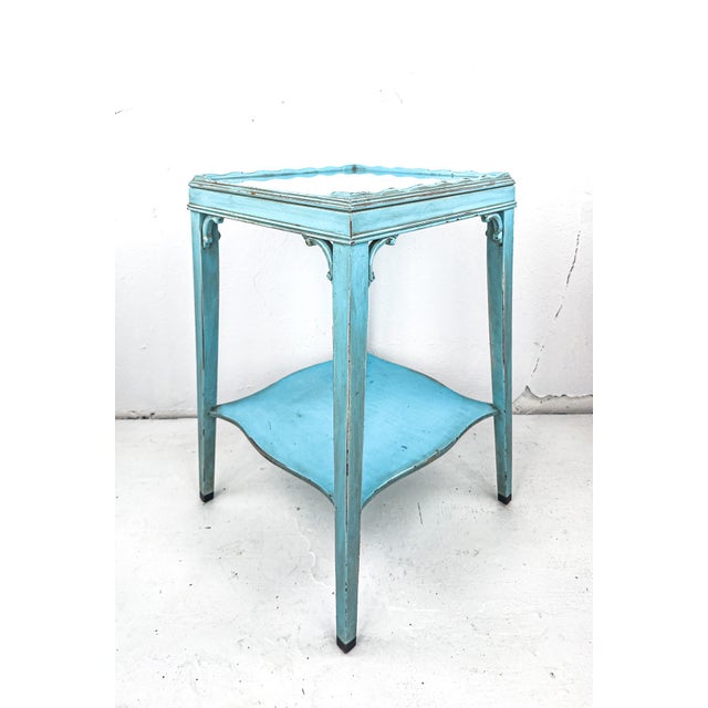 Wood Vintage Refurbished Side Table For Sale - Image 7 of 15