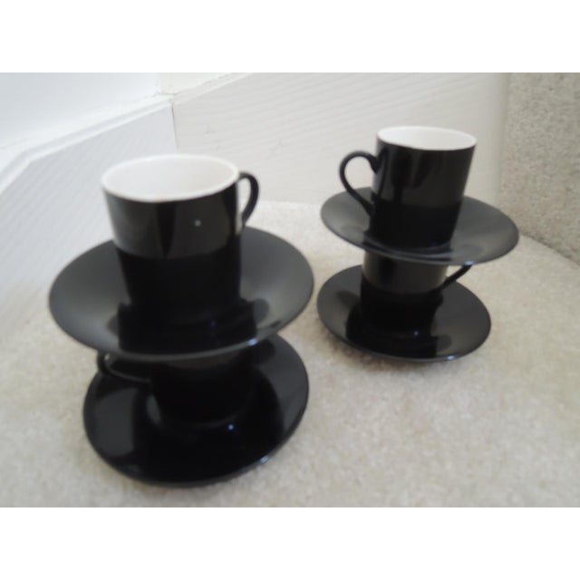 Mid 20th Century Demitasse Cups + Saucers Expresso Set - 4 Dainty Tea Cups + Matching Plates New For Sale - Image 4 of 10