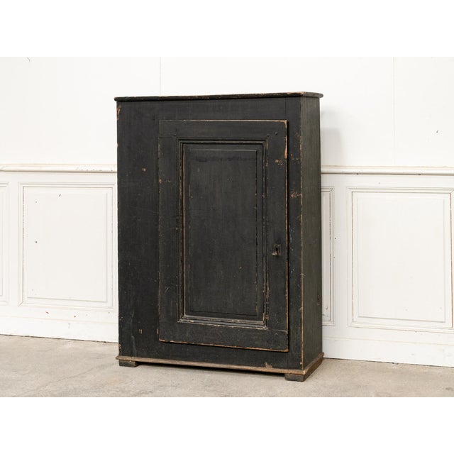 Antique Primitive Black Fir Wood Storage Cabinet For Sale - Image 6 of 16