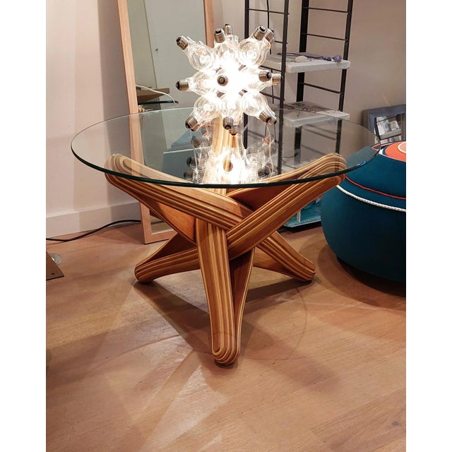 Lock C Sculptural Caramel and Naturel Bamboo Coffee Table by Jan Paul For Sale - Image 16 of 18