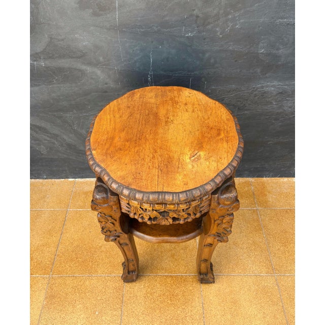 Chinese Carved Hardwood Side Table, Mid-20th Century For Sale - Image 10 of 11