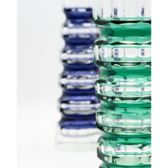 Art Deco Style Block Vases from VEB Ilm-Kristall, East Germany, 1960s, Set of 2 For Sale - Image 4 of 18