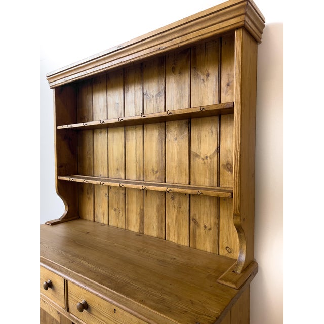 Antique English Pine Dresser With Sliding Door Base For Sale - Image 4 of 8