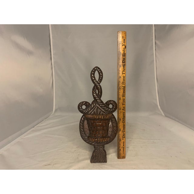 Carved Wood Wall Mount Match Holder: Rope & Tassel Design For Sale - Image 10 of 10