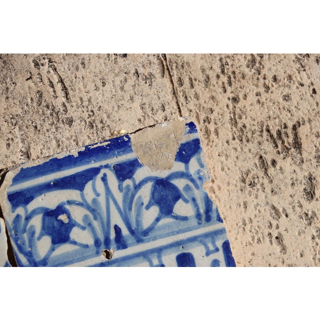 Blue Antique Blue & White Set of Four Tiles, Portuguese, 17th Century For Sale - Image 8 of 12
