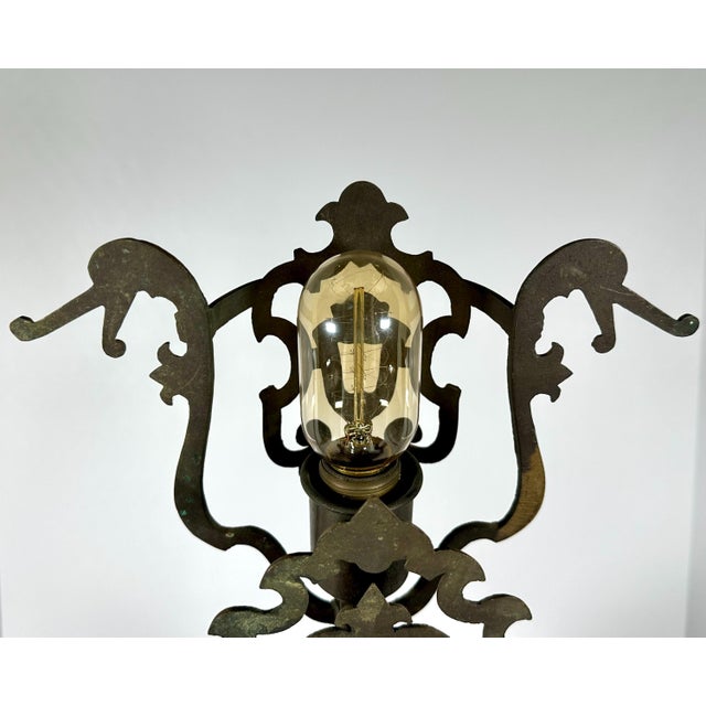 Spanish Revival Brass Wall Sconce: Gothic Dragon Design, c. 1910-1920 For Sale - Image 6 of 10