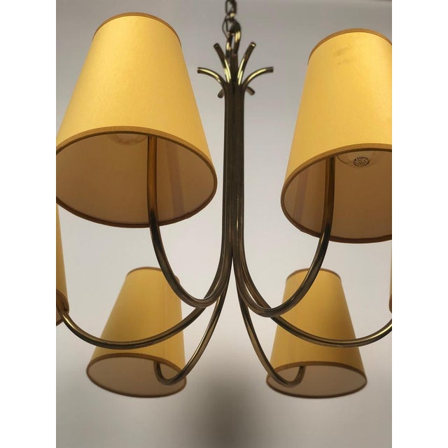 Large Austrian Chandelier with Six Shades in Brass from Josef Frank, 1954 For Sale - Image 3 of 15