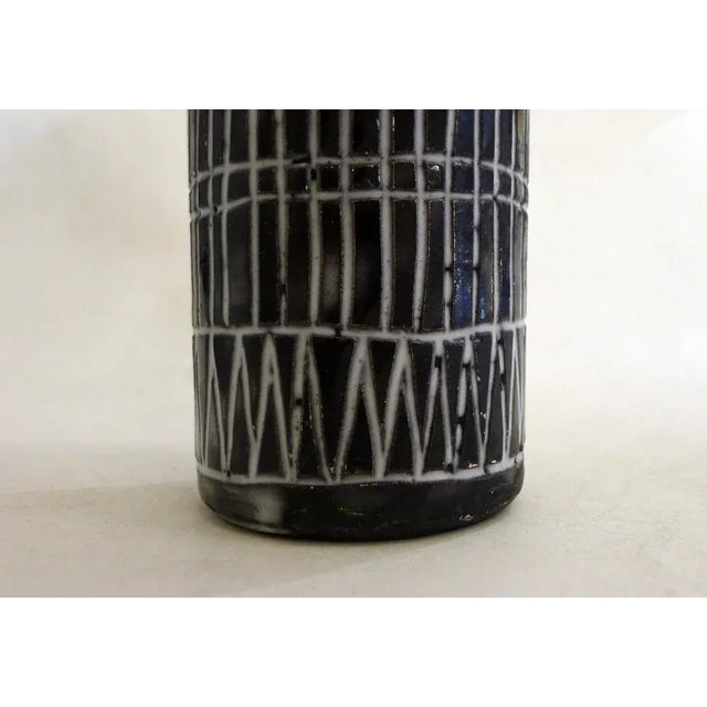 Small Mid-Century Modern Scroll Vase with Incised Geometric Decoration, 1950s For Sale - Image 11 of 14
