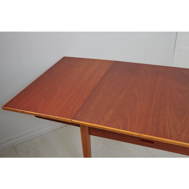 Swedish Modern Teak and Beech Dining Table or Desk attributed to Nils Jonsson for Hugo Troeds, 1960s For Sale - Image 9 of 11