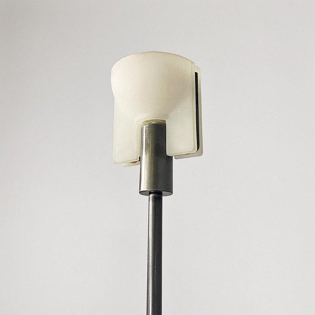 Gray Italian Modern Lamp in Metal and Opal Glass, 1980s For Sale - Image 8 of 15