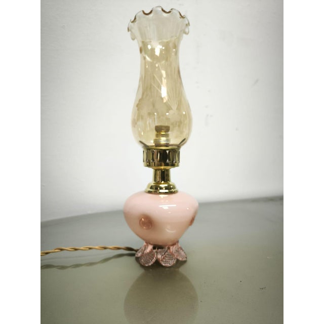 Mid-Century Modern Pink Murano Lamp with Amber Glass, 1950s For Sale - Image 3 of 11
