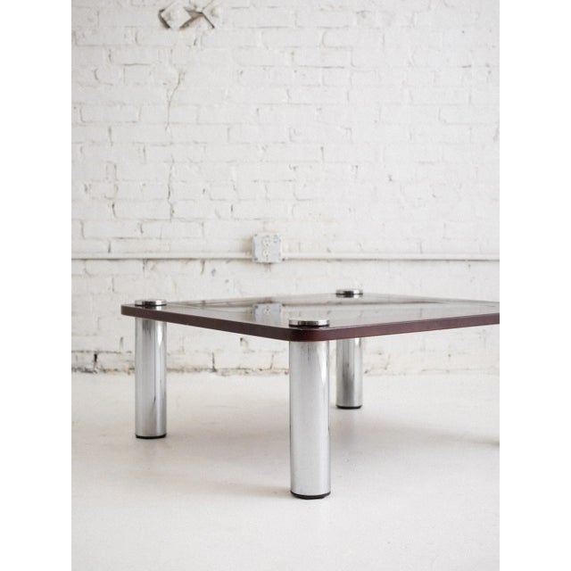 Mid Century Italian Lacquered Wood and Chrome Coffee Table For Sale - Image 4 of 9