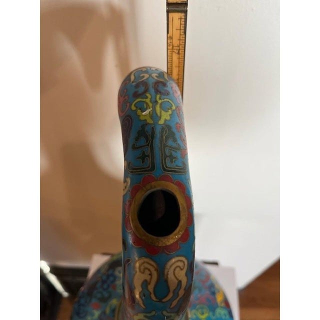 Offered for sale is this stunning, large-scale Chinese Cloisonné enamel goose. This piece has been in a private collection...