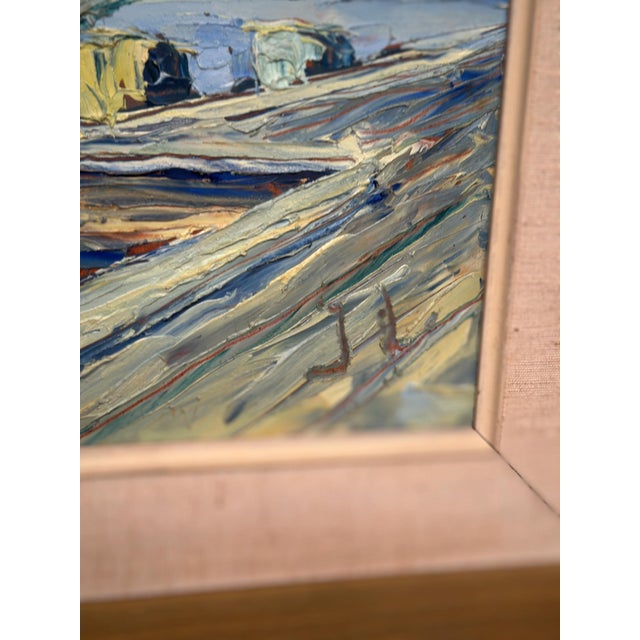 Scandinavian School, Port with Moored Sailboats, 1950s, Oil on Panel, Framed For Sale - Image 6 of 14