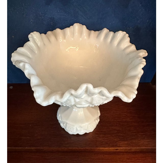 Mid 20th Century Vintage West Moreland Milk Glass Compote Dish For Sale - Image 5 of 7