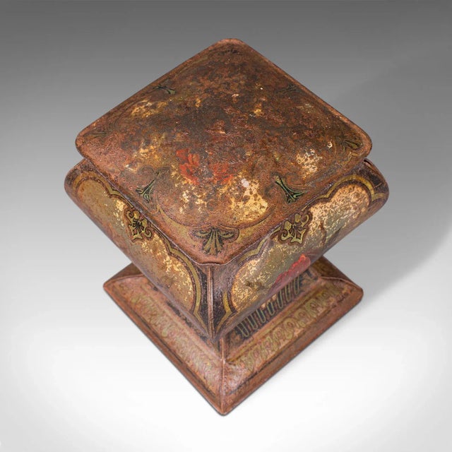 Metal 1910s Antique Edwardian English Decorative Biscuit Tin For Sale - Image 7 of 13