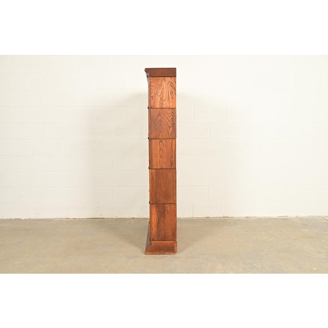 Antique Mission Oak Arts & Crafts Viking Five-Stack Barrister Bookcase, Circa 1900 For Sale - Image 10 of 12