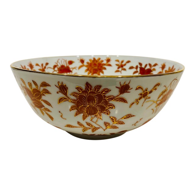 Vintage Hand-Painted Japanese Porcelain Ware Large Bowl For Sale