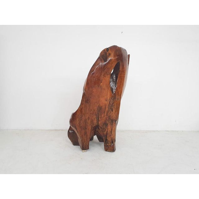 Hand-Carved Wooden Tree Trunk Chair, 1970s For Sale - Image 3 of 7
