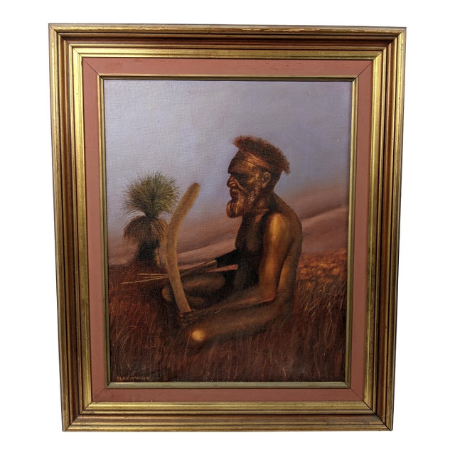 Late 20th Century "The Lonely Hunter" by Alex McIvor, Signed Original Oil on Canvas of an Australian Aboriginal Elder For Sale