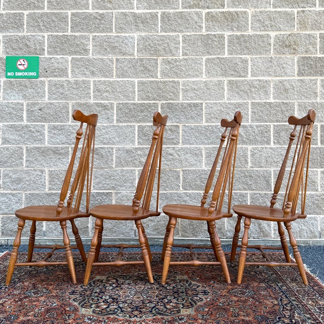 Keller Furniture 1990s Keller Furniture Traditional Solid Oak Nantucket Windsor Dining Chairs - Set of 6 For Sale - Image 4 of 16