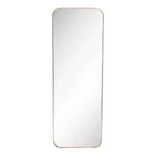 21st Century Modernist Polished Brass Wrapped Mirror Custom for High Style Deco For Sale