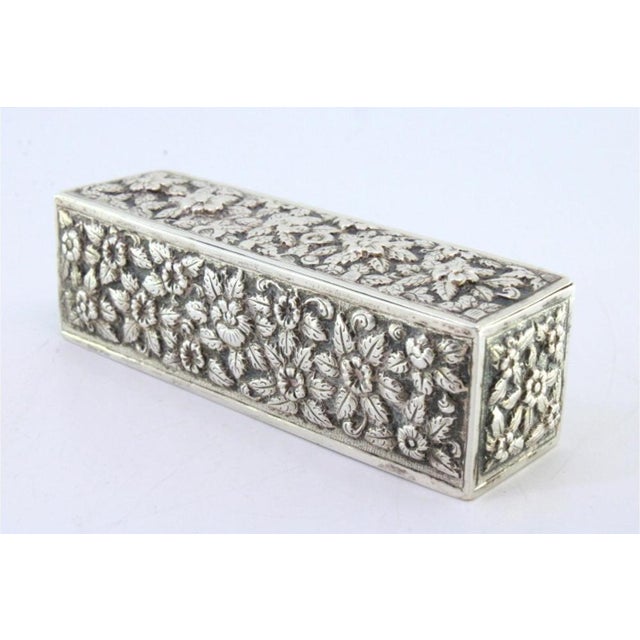 Rectangular Silver Box with Raised Floral Motifs For Sale - Image 5 of 8