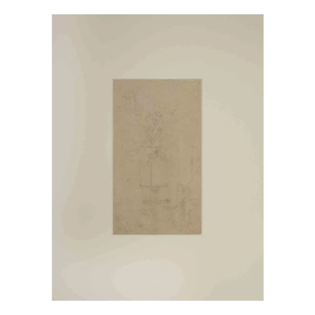 Portrait of Woman, Original Drawing, 19th-Century For Sale