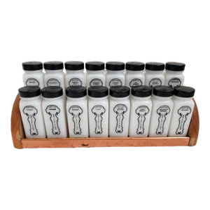 1940s Black and White Griffith’s Laboratories Spice Rack - Set of 17