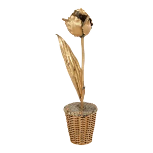 Janna Thomas for Tiffany & Co Gilt Steering Potted Tulip in Basket