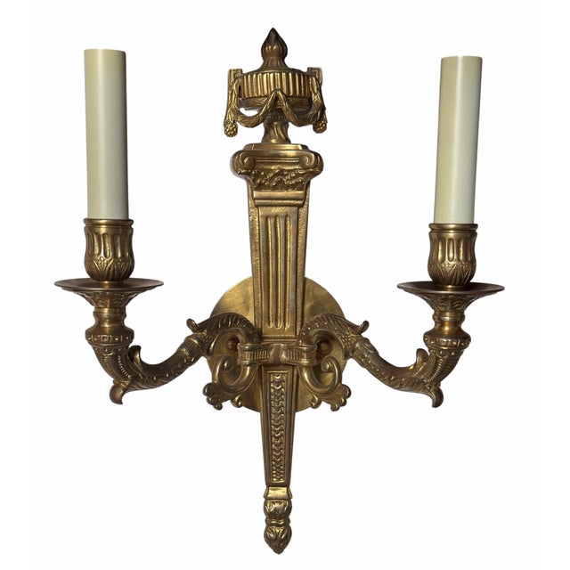 1900s Style Neoclassical Two Light Wall Sconces - a Pair For Sale In Los Angeles - Image 6 of 6