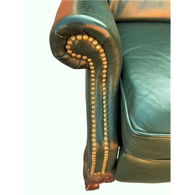 Late 20th Century Sam Moore Classic Hunter Green Leather Club Reclining