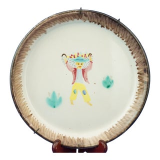 Musa Roma Majolica Ceramic Plate with Airbrush Decoration, 1900s For Sale