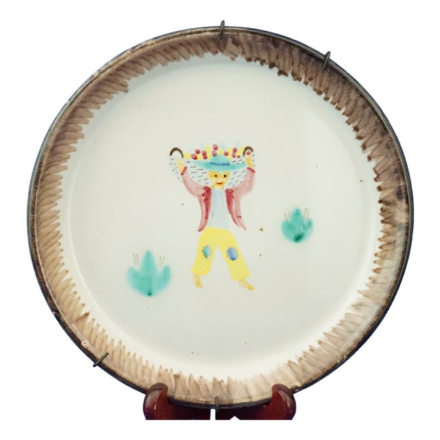 Musa Roma Majolica Ceramic Plate with Airbrush Decoration, 1900s For Sale